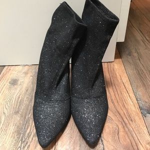 Black sparkle heeled boot